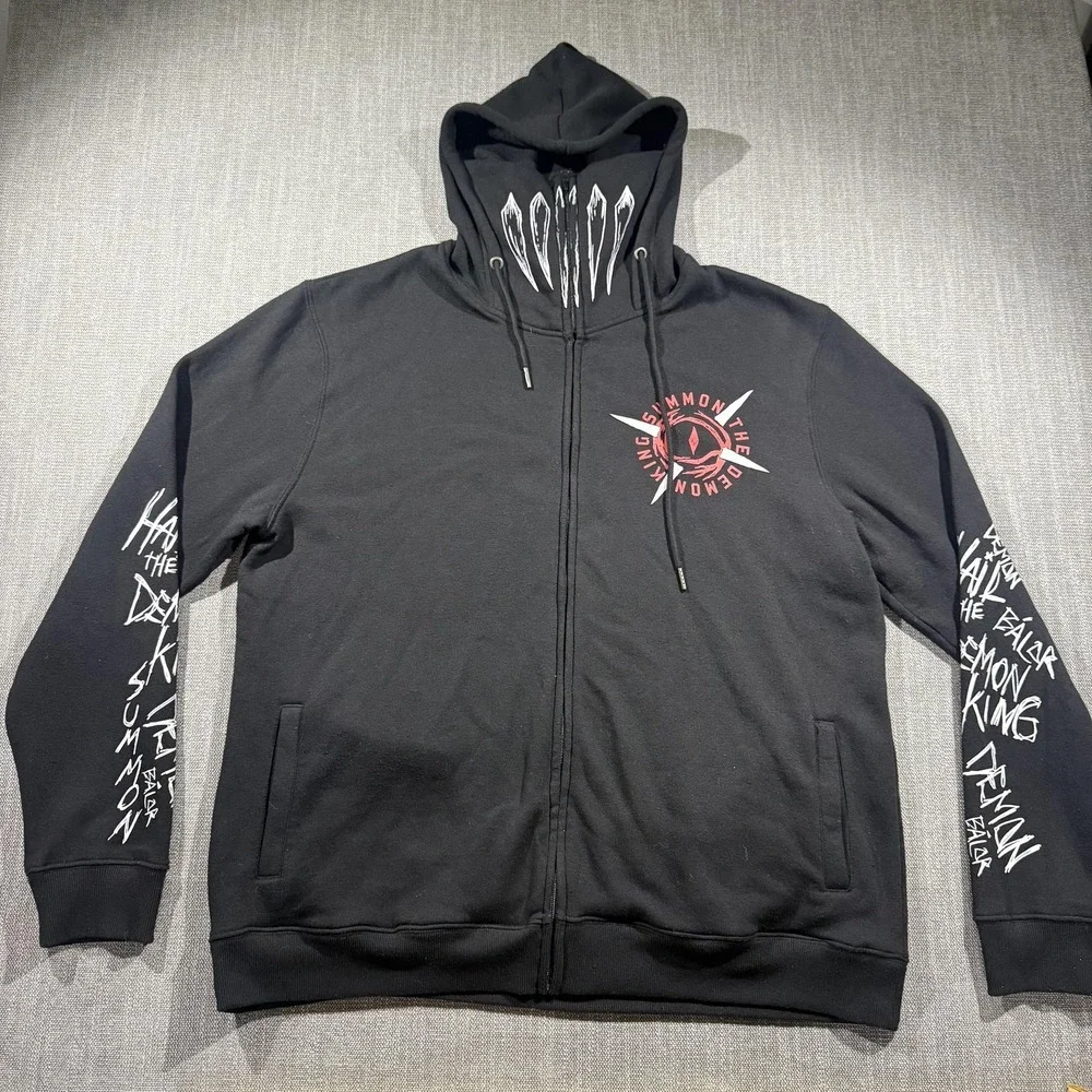 Finn Balor Hoodie‎ Mens XL Black Full Zip Summon The Demon King Graphic WWE